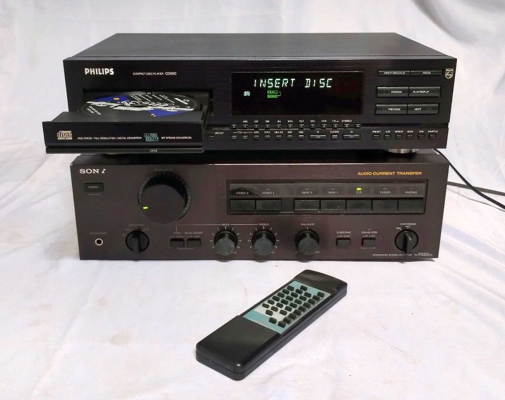 Philips CD 850 CD Player and Sony TA-F222ES Amplifier - CD player comes with remote. - Image 3 of 6