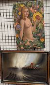 John Bampfield A military scene Oil on canvas Signed Together with an oil painting of a nude