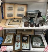 A scales together with weights, mincer, album of ship photographs, Spy prints, other prints,