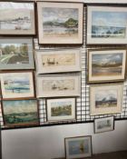 Cecil D Lewis Llandegfeth Reservoir Watercolour Signed Together with a collection of watercolours