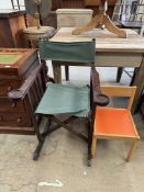 A Directors rocking chair together with a child's chair
