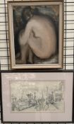 Bryan De Grineau Battersea A pencil sketch Signed 29 x 49cm Together with a nude figure,