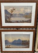 W T Longmore A lake scene Watercolour Signed Together with a companion,