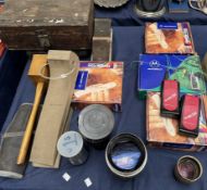A collection of Motorola Handie Com walkie talkies together with lenses,