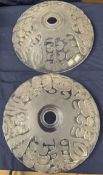 A pair of domed moulded glass ceiling light fittings