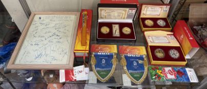 Beijing 2008 Olympics memorabilia including a pure silk fan,