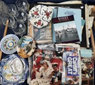Royal wedding magazines together with other ephemera, pottery plates,