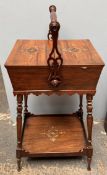 A 19th century walnut sewing table,