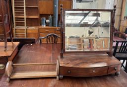 A 19th century mahogany toilet mirror with a rectangular plate,