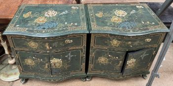 A pair of bedside cabinets,