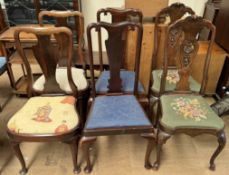 A matched set of six Queen Anne style dining chairs in three pairs