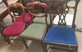 A pair of Victorian mahogany balloon back bedroom chairs together with a pair of Victorian mahogany