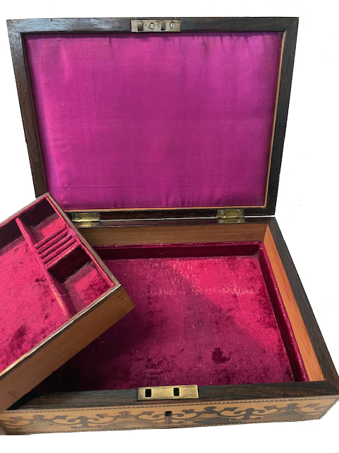 A rare Robert Russell Tunbridge marquetry jewellery box of rectangular form, - Image 6 of 6