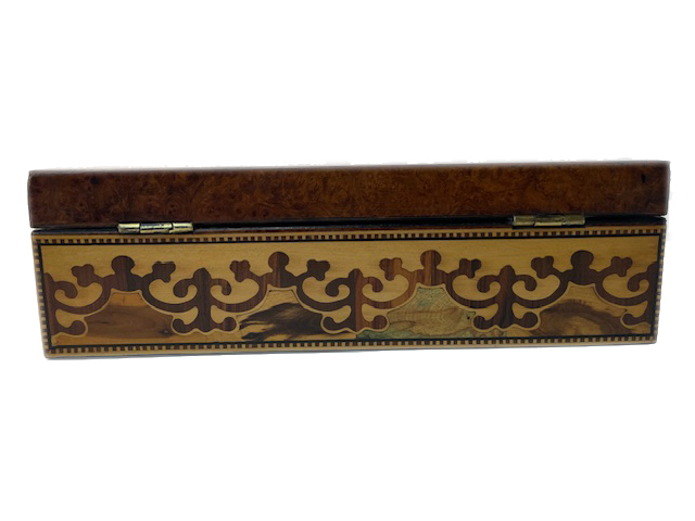 A rare Robert Russell Tunbridge marquetry jewellery box of rectangular form, - Image 5 of 6
