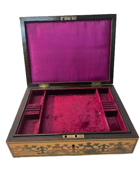 A rare Robert Russell Tunbridge marquetry jewellery box of rectangular form, - Image 2 of 6