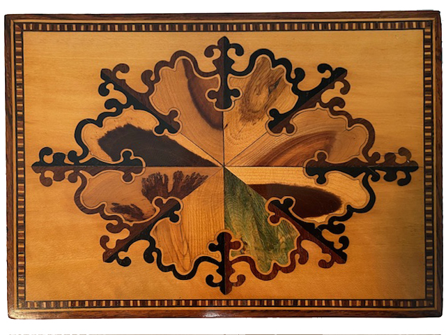 A rare Robert Russell Tunbridge marquetry jewellery box of rectangular form, - Image 4 of 6