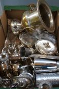 Large box of silver plated ware