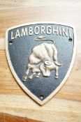 Cast iron Lamborghini sign
