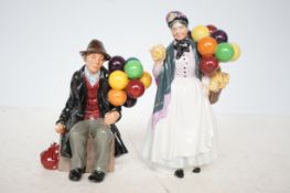 2 Doulton figures The balloon man & Biddy penny fa