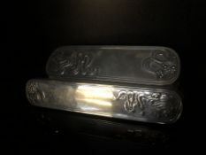 2 WMF art nouveau plated brushes