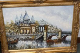 Large framed oil on canvas unsigned