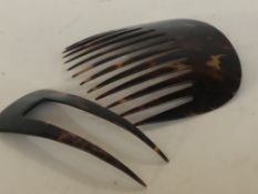 2 Tortoise shell combs