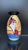 Lorna Bailey cruise Hand-painted ceramic vase by Lorna Bailey, titled 