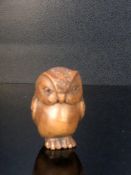 Oriental owl netsuke