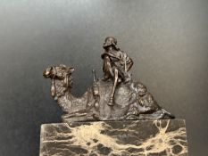 Bronze Arad on camel on marble brass