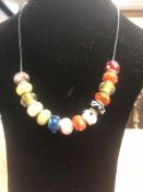 925 Silver & glass charms on a rope necklace with