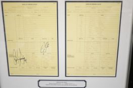 Bolton Wanderers official team sheets framed & mou