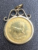 1986 1/10 oz krugerrand mounted Total weight 4.2g