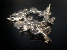 Silver charm bracelet - 15 charms