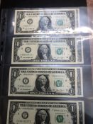 8 Uncirculated 1 dollar bills All consecutive