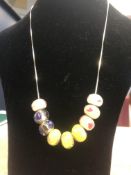 925 Silver & glass charms on a 925 silver necklace