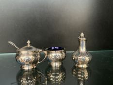 Silver 3 piece condiment set Birmingham