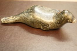 Inuit soapstone model of a seal signed & numbered