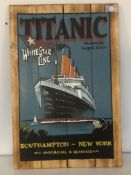 Titanic white star line wooden sign