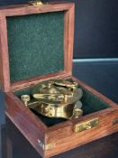 Boxed brass sundial compass