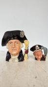 Royal Doulton Long John Silver and Captain Cook character jugs are hand-painted ceramic with