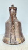 Antique hand-hammered copper ewer with hinged lid and decorative handle, from the 19th century,