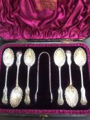 Mappin & Webb Cased set of spoons in plush fitted