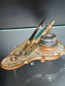 Brass Inkwell & Ink pens