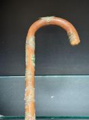 Walking stick with Brass badges approx. 29