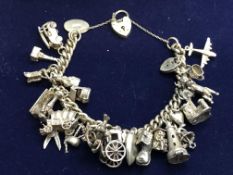 Silver charm bracelet Weight 92g
