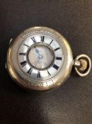Silver half hunter pocket watch (currently ticking) 