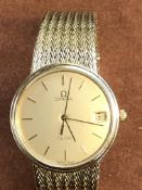 Gents Omega De Ville gold plated quartz watch on o