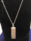 Silver ingot & chain Weight 38g