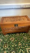 Chinese carved camphorwood blanket chest