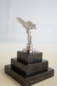 Chrome flying lady on marble base